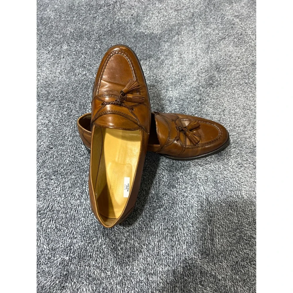 Johnston & Murphy Cellini MensTan Leather Tassel Loafers Made in Italy Size 11.5